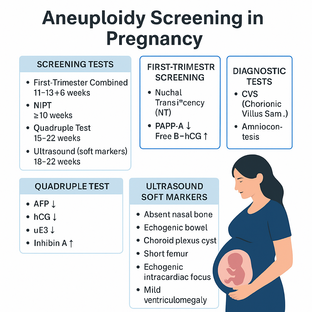 Aneuploidy Screening in Pregnancy: First Trimester, Quadruple Test, NIPT & Soft Markers | Complete Guide 2025 - OBSTETRICS AND GYNAECOLOGY