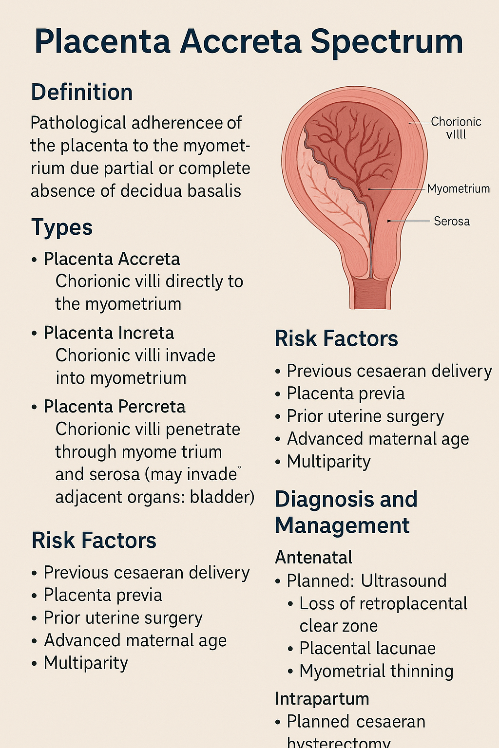 Placenta Accreta Spectrum: Definition, Risk Factors, Diagnosis and Management - OBSTETRICS AND GYNAECOLOGY