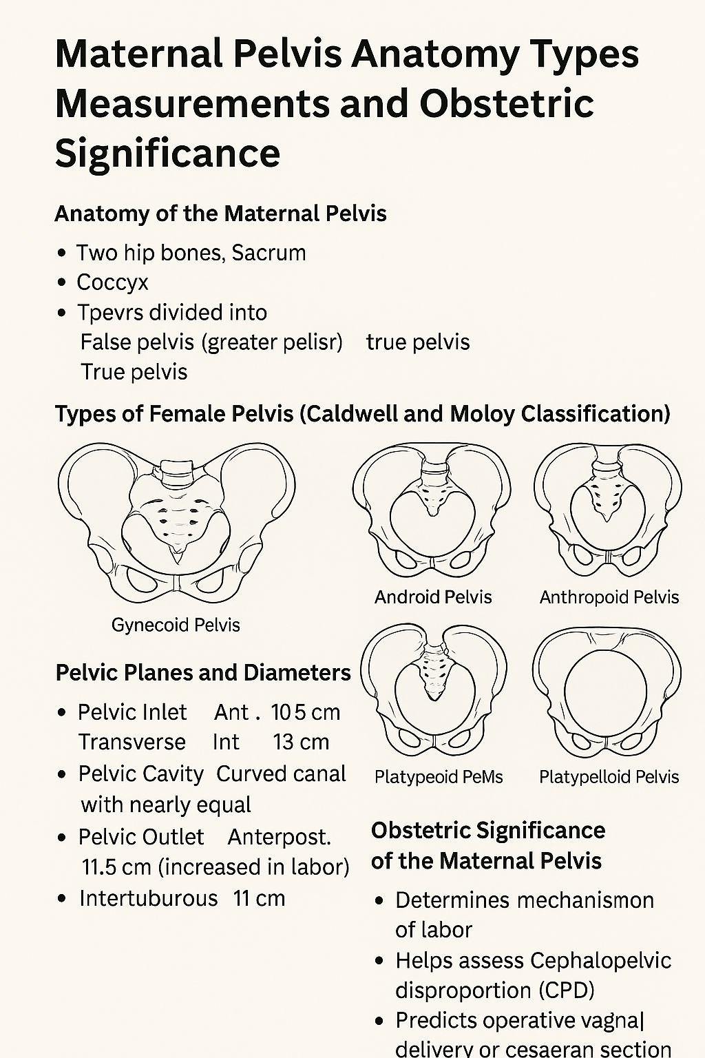 Maternal Pelvis Anatomy Types Measurements and Obstetric Significance - OBSTETRICS AND GYNAECOLOGY