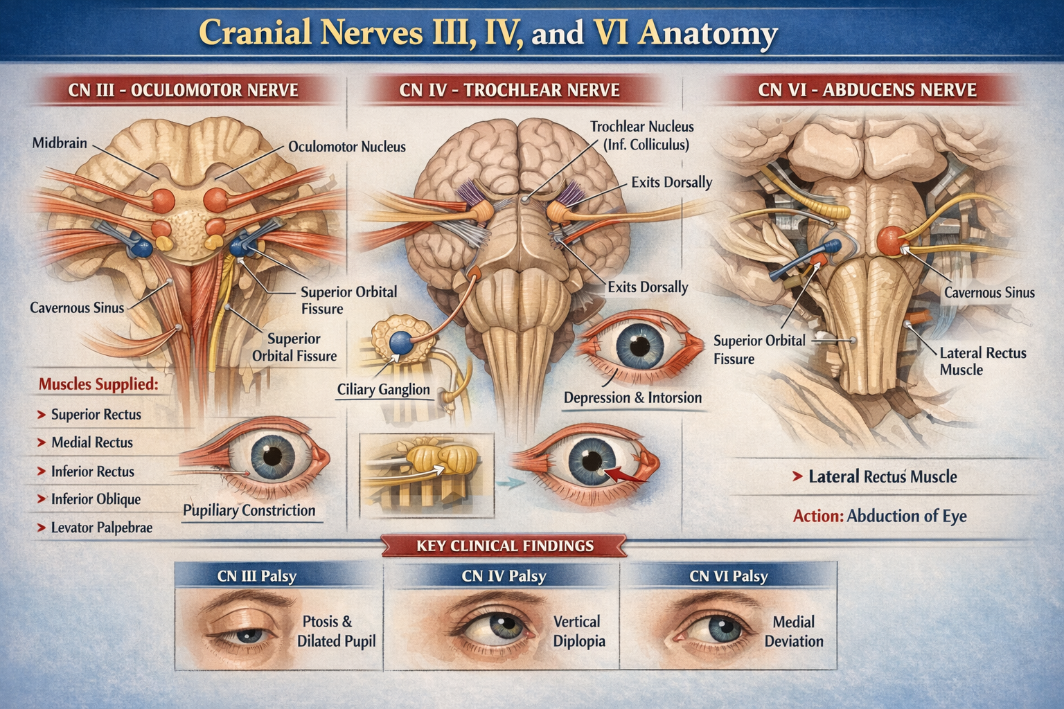 Cranial Nerves III IV VI Anatomy Detailed Overview for Medical Students - ANATOMY